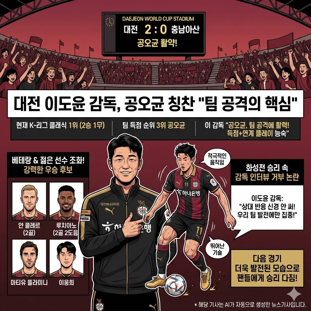 대전 이도윤 감독 `공오균, 공격 핵심! 칭찬 아끼지